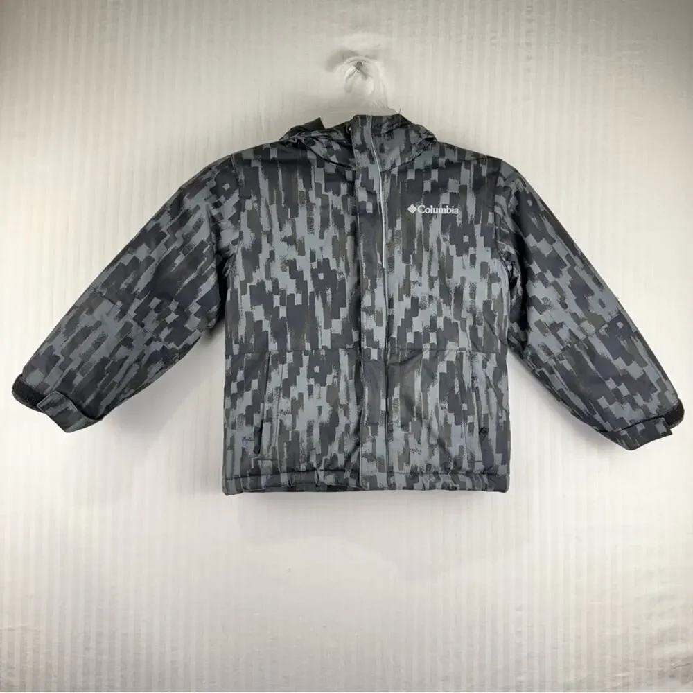 Columbia Unisex Kids' Outerwear Black/Gray Patterned Winter Jacket Size XXS 4/5